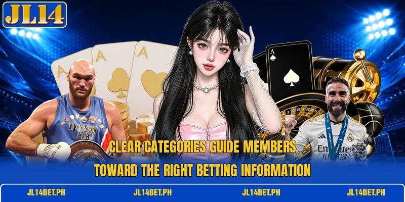 Clear categories guide members toward the right betting information