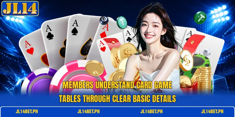 Members understand card game tables through clear basic details Members understand card game tables through clear basic details