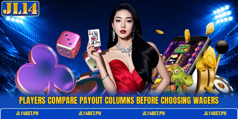 Players compare payout columns before choosing wagers Players compare payout columns before choosing wagers
