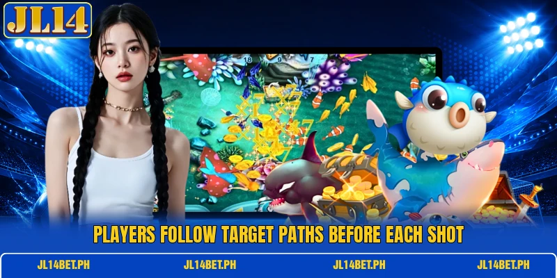 Players follow target paths before each shot Players follow target paths before each shot