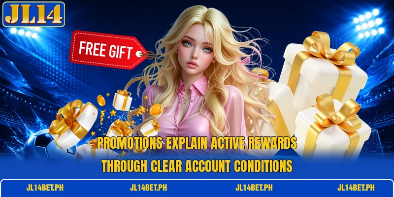 Promotions explain active rewards through clear account conditions Promotions explain active rewards through clear account conditions